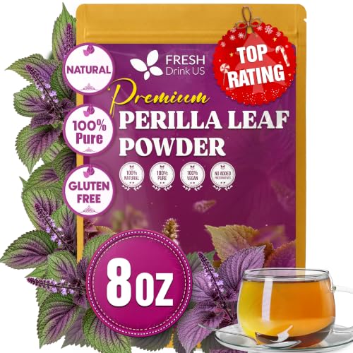 Image of FreshDrinkUS, Premium 8oz Perilla Leaf Powder, 100% Natural & Pure, Herbal Tea, Daily Infusion Botanical, No Sugar, No Caffeine, No Gluten, Vegan. Rich in Antioxidants.