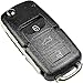 HQRP Volkswagen Folding Flip Key Fob Shell Remote Case Keyless Entry with 4 Buttons and CR2032 Battery - Compatible with Beetle / CC / EOS / GTI / Golf Mk4 / Jetta Mk5 / Passat, and Rabbit Models