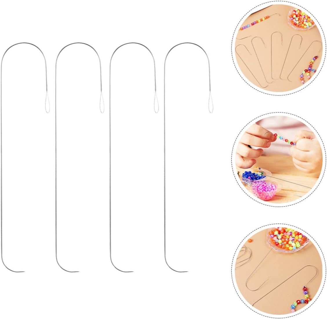 SUPVOX 4pcs Curved Beading Embroidery Needles Metal Threading Tools for DIY Bead Jewelry Making and Crafting