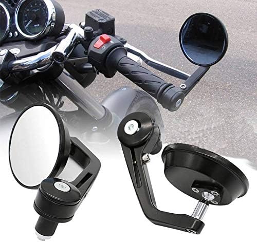 Gurbik Handle Bar End Side Mirror Rear View Round Mirror for Bullet Enfield, Scooty, Bikes (Set of 2)