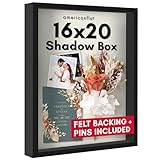 Americanflat 16x20 Shadow Box Frame with Polished Plexiglass - Silhouette Collection - Large Shadow Box Display Case for Tabletop and Wall Display - Black with Soft Felt Back