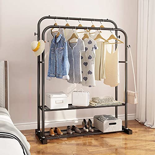 Portemanteau de couloir métallique portant vêtement stable sans perçage avec étagères