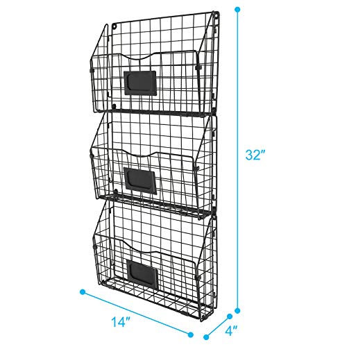 Black Metal Stackable Hanging Wall Files Rack&3-Tier Metal Folder Wall File - Thumbnail 5