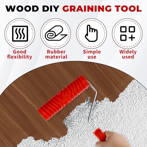 KTZCTPCA Wood Graining Painting Tool Set, Wood Grain Roller Tool Wood Grain Tool Rubber Wood Pattern Graining Knurling Tool, DIY Wall Decoration Painting Tool Kit for DIY Room Art Decoration (5) - Thumbnail 7