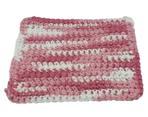 AMISH BASKETS AND BEYOND Handmade Crochet Cotton Dishcloths Washcloths Multi-Use for Shower, Bath, Dishes, Pans (Strawberry)