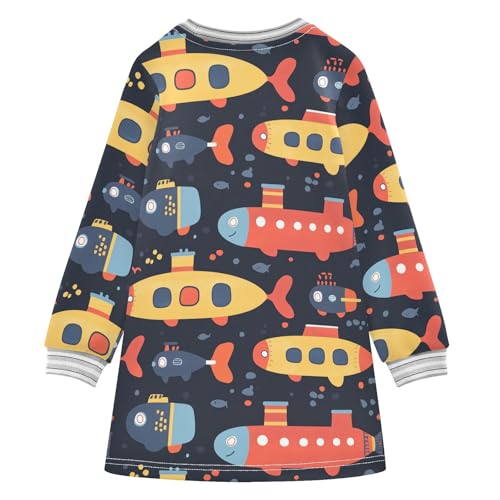 Submarine Girls Dresses Long Sleeve Sweatshirt Dress for Girls Winter Toddler Casual A Line Dresses Size 2-8T2