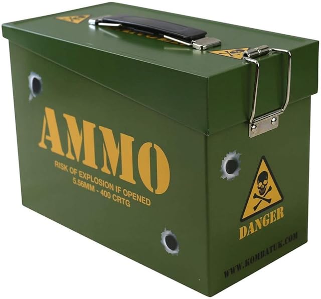 Kombat UK Kids Army Ammo Tin - Toy Storage Box - Lunch Box - Olive Green, N/A