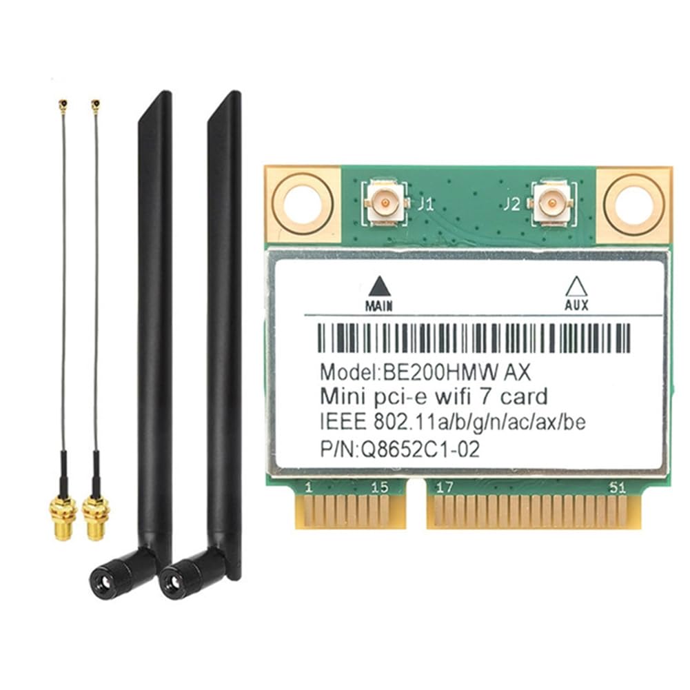 Carte WiFi 7 PCI-E WiFi BE200 BE200HMW 8774 Mbps 2,4 G/5 G/6 GHz pour Adaptateur Réseau Bluetooth 5.4 802.11BE Antenne Externe