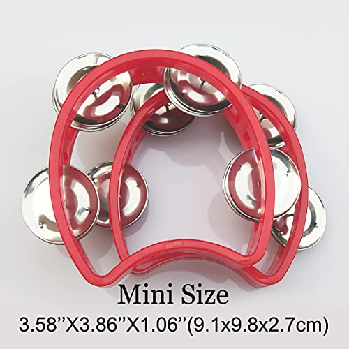 Bealuffe Tambourine Mini Hand Bell Percussion Musical Instrument Small Tambourine (Red 2 Pack) #TOP3