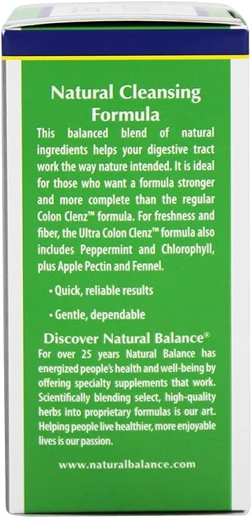 Natural Balance Ultra Colon Clenz | Herbal Cleansing & Regularity Formula for Overnight Support | 60 VegCaps, 60 Serv.