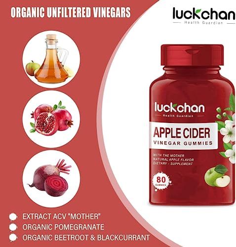 Luckchan Apple Cider Vinegar Gummies With Mother - Maximum Strength - Acv Gummies Weight Management Supports Digestion Supplement For Sugar-Free Vitamins B9 & B12, Gluten-Free Adult & Kids (2 Packs) #TOP4