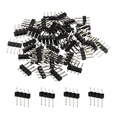 MECCANIXITY Straight Pin Header DIP Single Row 4 Pin 2.54mm Pitch Gold Plated for PCB Pack of 50