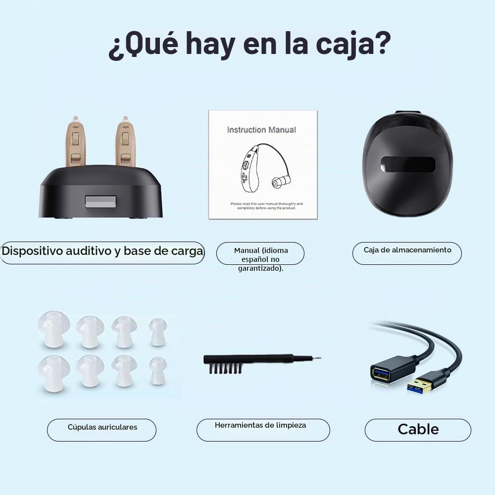 JINGHAO Amplificador de Sonido Recargable - Par de amplificadores de sonido personales para contornos de oído Juego de 2 (Beige)