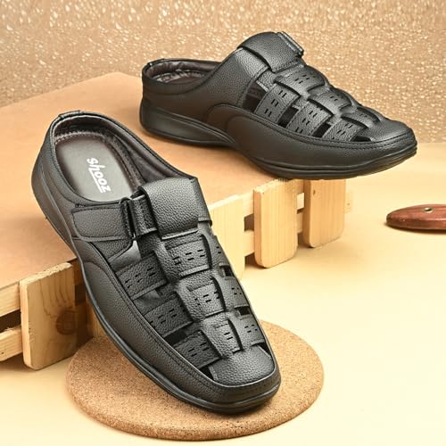 Image of Leather Half Sandals for Men | Casual Open Backless Sandal Footwear