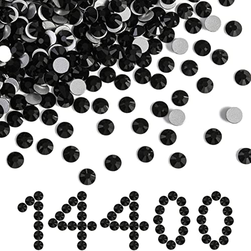 Image of Beadsland Flat Back Crystal Rhinestones Bulk, Jet Black, SS20, 14400pcs | Flatback Glass Gems for Nails Crafts Clothes DIY Decoration, Glue Fix, 4.6-4.8mm