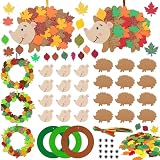 Lunyloer 15 Stück Bastelset Herbst Kinder, Igel Bastelsets für Kinder Herbst, Herbstbasteln Kränze Moosgummi Bastelset für Thanksgiving Herbstdeko Kindergeburtstag Basteln Geschenk