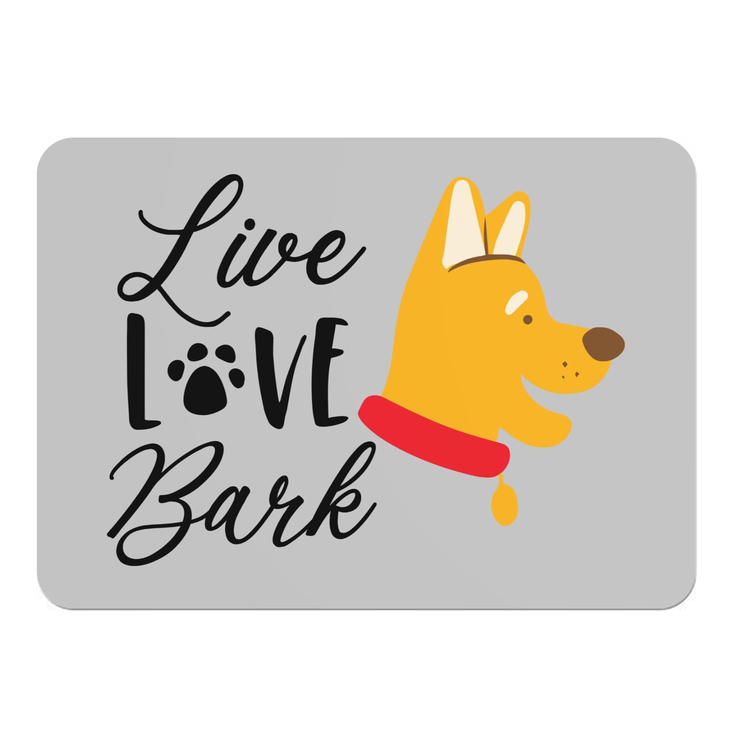 Sets de table gris en liège Live Love Bark grand format pour amateurs de chiens