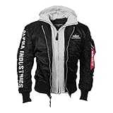 Herausnehmbare Sweatkapuze ALPHA INDUSTRIES Herren MA-1 D-Tec SE, Black/Grey, 3 XL