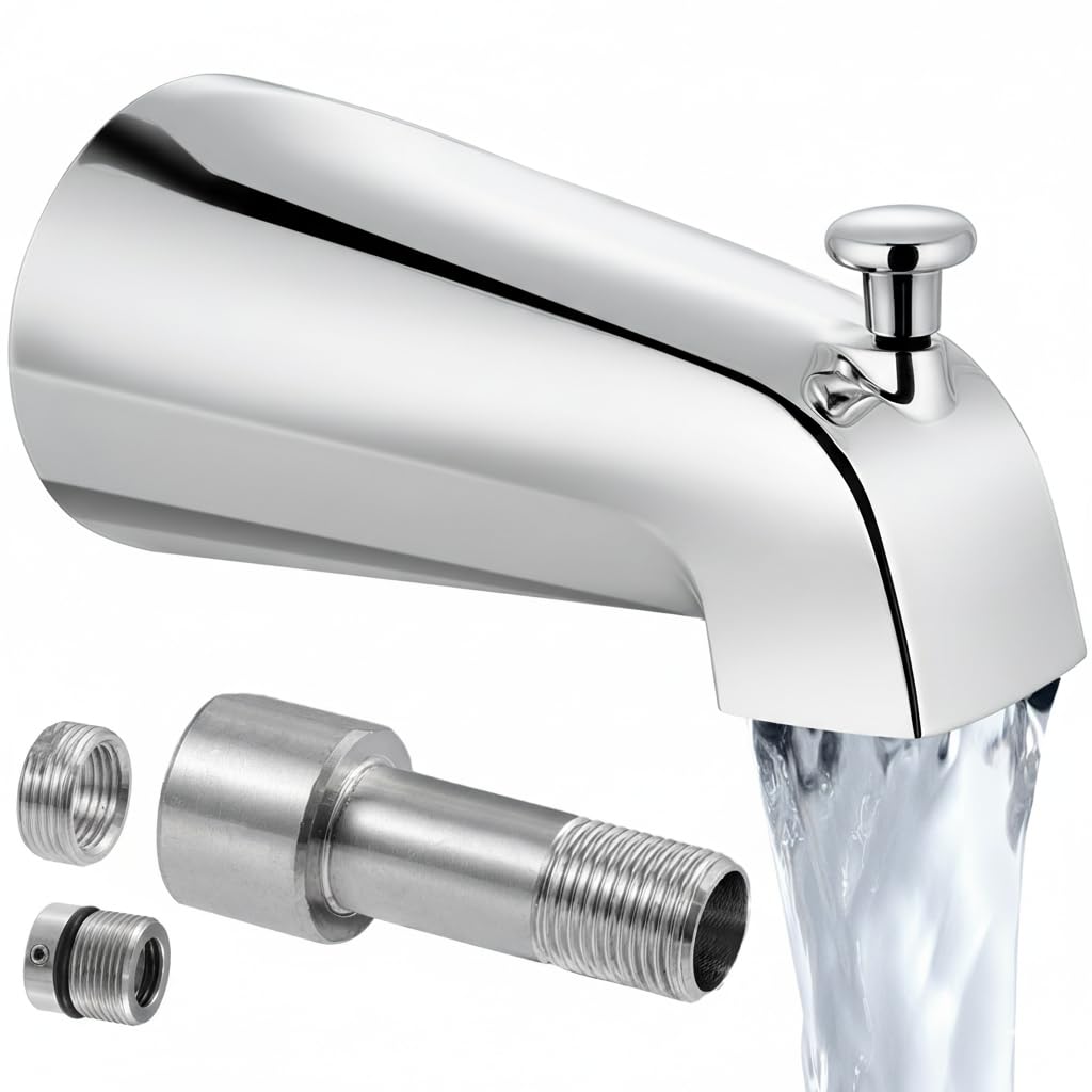 KES All Metal (Inside &amp; Out) Tub Spout with Diverter, 5-3/8" Bathtub Spout