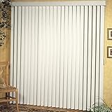 Vertical Hard Window Patio Blinds - Alabaster, 84' L x 78' W Ribbed & 3-1/2-Inch Vane - Easy Installation for All Patio Doors, Hardware Included - Aluminum Track for Durability, Anti-Static Slats