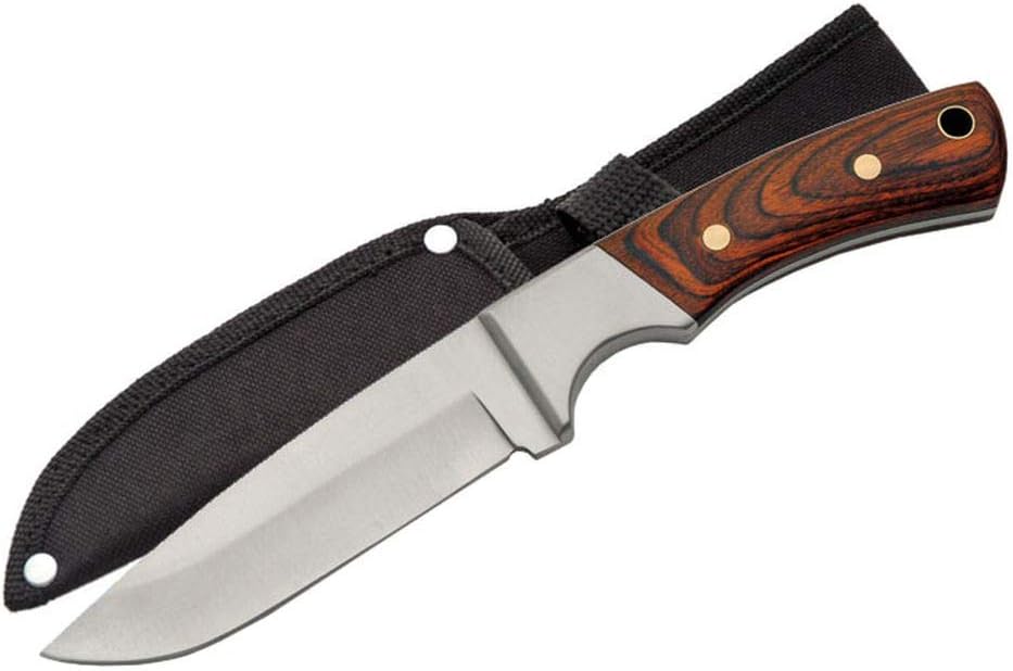 SZCO Full Tang Hunting Knife 9.5 Inch - Camping Knife with Brown Handle, Stainless Steel Blade - Pocket Knife for Hiking, Camping & Outdoor Uses - Knives for Men