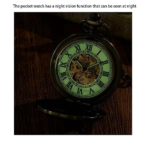 Klassieke Zakhorloge Handopwindbare mechanische zakhorloges heren zakhorloge vintage met kettingdoos for papa zoon opa verjaardagscadeaus Quartz Zakhorloge - Afbeelding 7