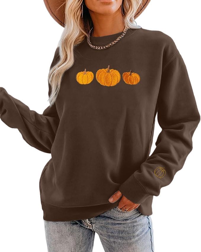 JINTING Pumpkin Sweatshirt for Women Crewneck Fall Sweatshirts Autumn Graphic Tee Shirt Halloween Long Sleeve Top - Image 2