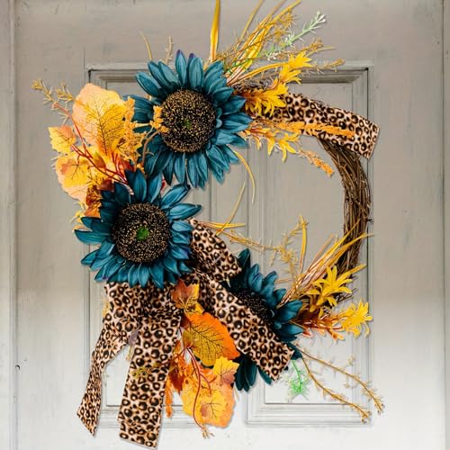 Couronne de fleurs bleues décoration intérieure et extérieure chic
