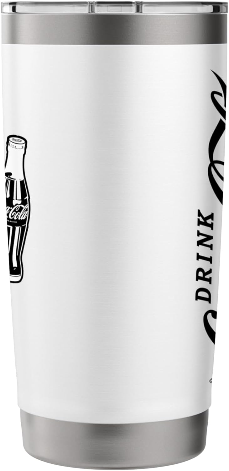 Coca-Cola Vintage White Drink Logo Bottle Stainless Steel Insulated Tumbler - Image 2