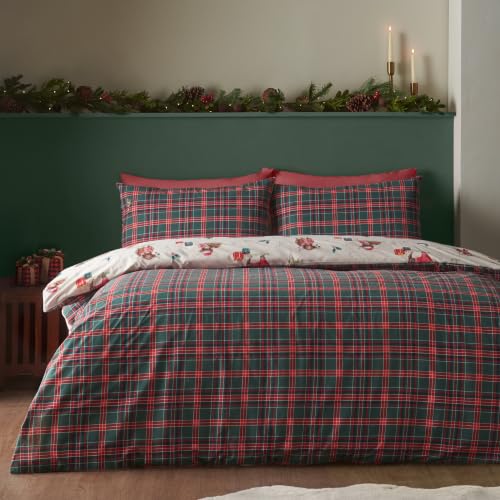 Parure de lit de Noël motif Vache Highland King Size Catherine Lansfield naturel