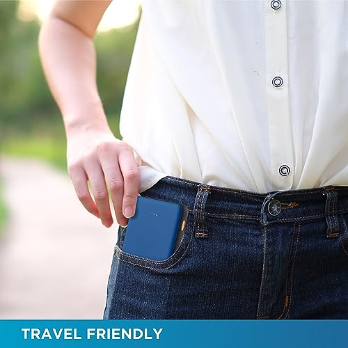 Image of URBN 10,000mAh Ultra Slim Power Bank with Type C Input /Output - Dual Port, 12W Fast Charging, 4-Layer Circuit Protection BIS Certified 6 Months Warranty Made in India Free Type C Cable - Bright Blue