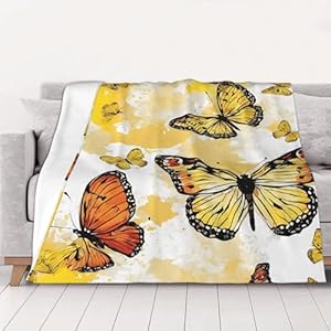 Anti-Pill Flannel Blanket 60×50 Inch, Butterfly Print Blankets, Lightweight Luxury Throw Blanket for Bed, Sofa, Camping, Ultra-Soft Compact Travel Blanket Gift Set