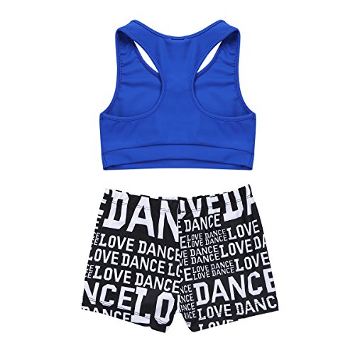 image for MSemis Girls' Kids 2-Piece Sport Dance Outfit Crop Top with Booty Shor