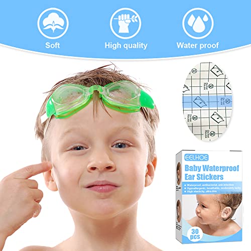 Image of 30 Pcs Baby Waterproof Ear Stickers Disposable Baby Waterproof Ear Protectors Breathable Baby Bath Ear Covers for Infants Showering