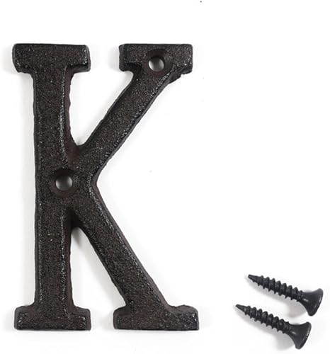 Miniatura 12 de Letras del abecedario de 3" en metal de hierro fundido decorativas, estilo clásico, para colgar letreros de pared, dirección, nombre, letrero con la