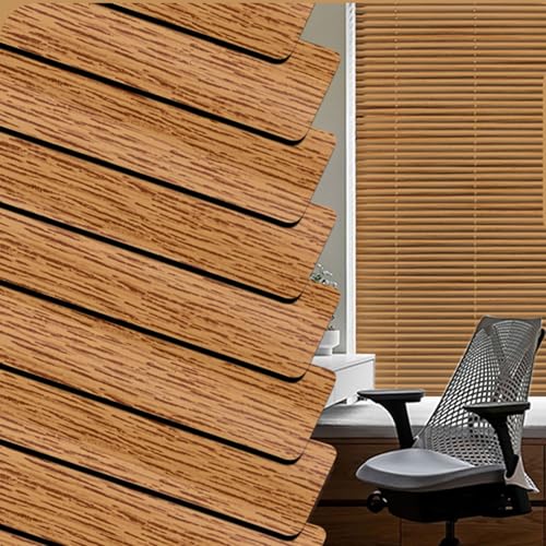 Venetian Blinds Aluminium wood grain 25mm Slat Windows Treatment Metal Slat Venetian Blind Horizontal for Home,Office,Bathroom,Bedroom,Kitchen (W70cm×H130cm,Light brown)