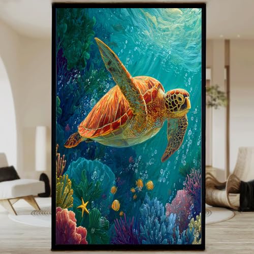 Vinilo decorativo para ventana con tortuga marina 21.6x35.4 in miniatura 2