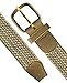 Belts.com Leather Covered Buckle Woven Elastic Stretch Belt, Beige, (M(34-36
