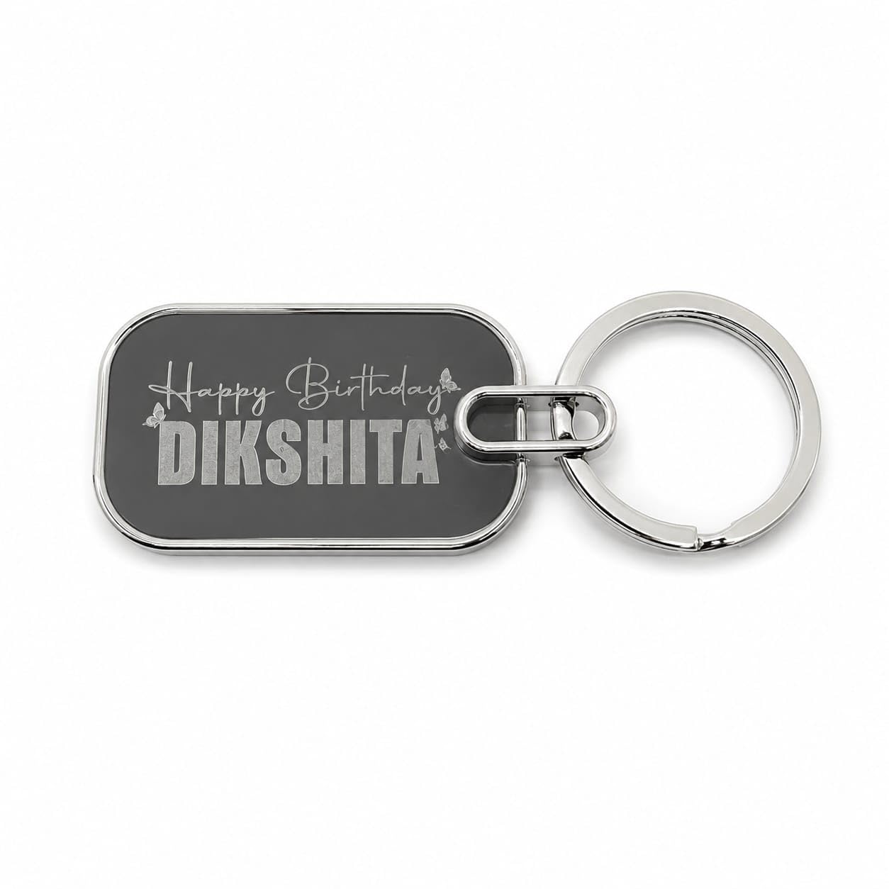 Double-Sided Metal Keychain, Premium Silver Finish, Personalized Name Engraving, Elegant Gift Key chain for Men, Women, 8cm x 3.5cm (2 Side Engraving)-image-12