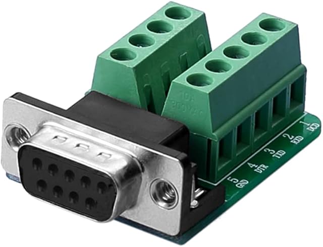 iYueMps DB9 Screw Terminal Block Adapter, RS232 D-SUB 9 pin Female to 9 Way Serial Terminal Breakout Board Connector Signal Module(Female)
