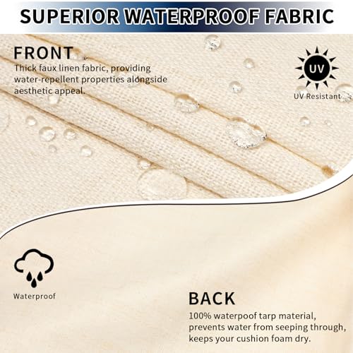 Premium Waterproof Outdoor Cushion Covers - 20x18 Inch Patio Seat Slipcovers, 4-Pack, Stylish & Durable Protection for Garden Furniture, Invisible Zipper Design, Cream 3 Premium Waterproof Outdoor Cushion Covers - 20x18 Inch Patio Seat Slipcovers, 4-Pack, Stylish & Durable Protection for Garden Furniture, Invisible Zipper Design, Cream - Image 2