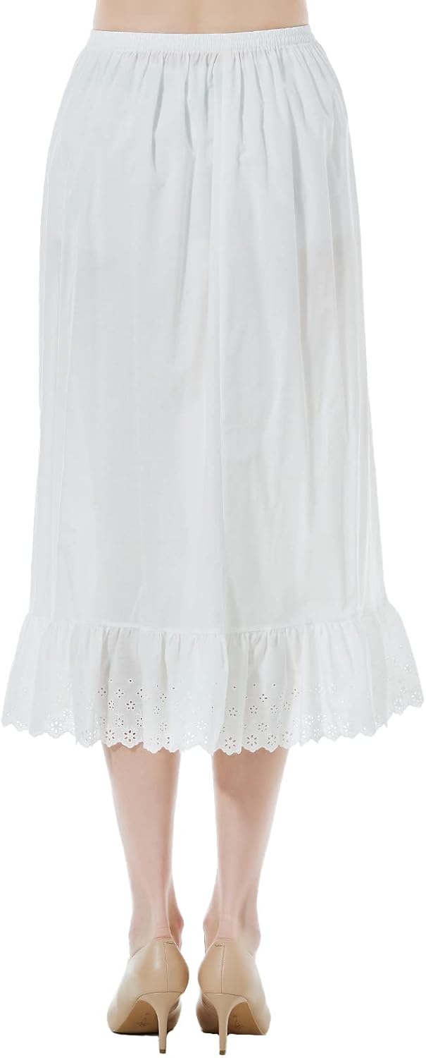 BEAUTELICATE Half Slip Skirt Extender 100% Cotton Vintage Underskirt with Lace Embroidery - Image 2