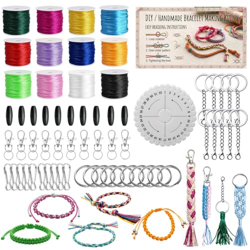 Kit macramé bracelet avec 12 fils nylon et apprêts bijoux pour débutant