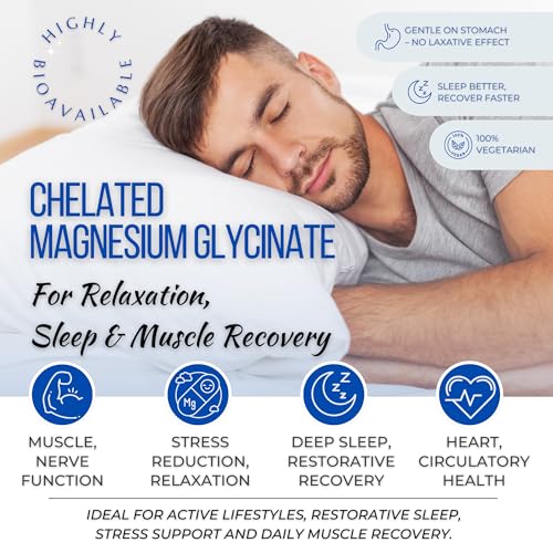 Image of Magnesium Glycinate Tablets 550mg - 100% Pure Chelated Form . No Magnesium Oxide | Supports Sleep, Relaxation & Muscle Function | Non-Laxative . Gentle Daily Formula | 120 Veg Tablets (120 Days)