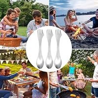 Flintronic 3 Stück Silber Wiederverwendbar Besteck Set, Edelstahl Löffel/Spork mit Griff, mit Aufbewahrungstasche für Trekking, Multifunktional Tragbare, für Familienfeiern, Outdoor Dinner – Ansicht 7