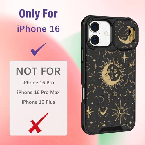 Image of Funermei for iPhone 16 Case - Women Girls Cute Phone Cover Girly Pretty Aesthetic Stars Sun Moon Unique Design with Camera Cover Funda for Apple for iPhone 16