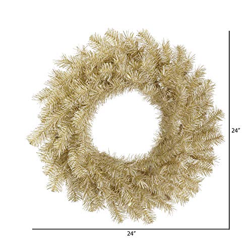 Vickerman 24" White And Gold Tinsel Artificial Christmas Wreath, Unlit - Faux Tinsel Christmas Wreath - Indoor Seasonal Home Wall Decor #TOP29