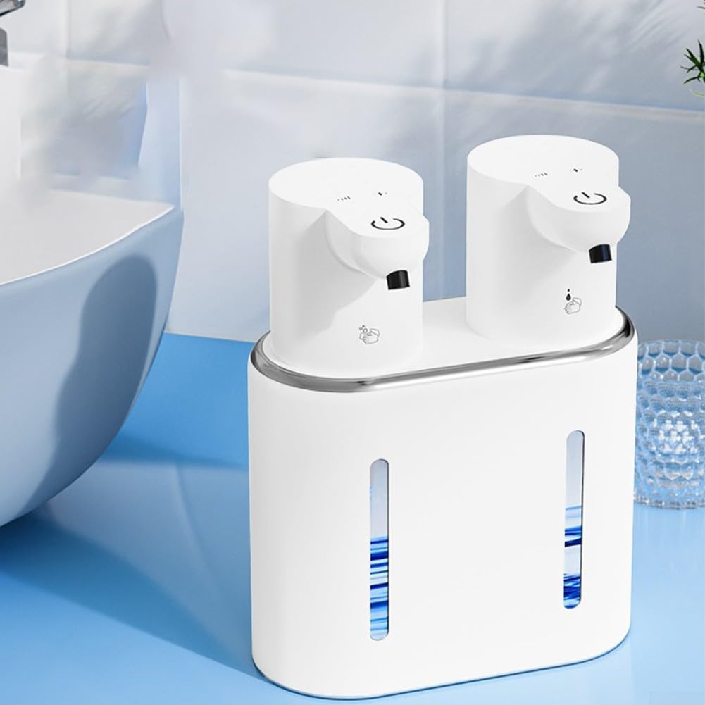 Automatischer Induktions-Seifenspender, 800 ml, Doppelkopf, elektrischer Schaumspender mit intelligentem Sensor und Wandmontage oder Tischmontage, für Badezimmer, Küche (B)