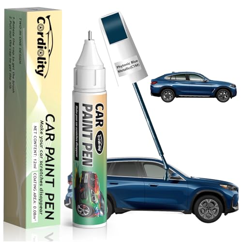 Image of C1M Phytonic Blue Metallic Touch Up Paint for BMW, Color Accurate Car Paint Scratch Repair Pen, Quick & Easy Fix Automotive Chips and Nicks