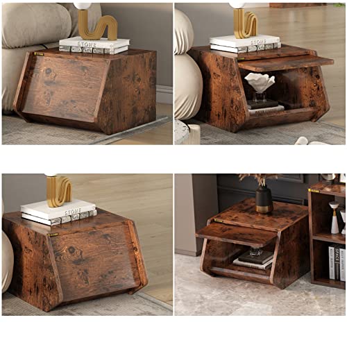 Alisened Wooden Stackable Storage Box With Drawers, Small Mordern Storage Bookcase Bin, Space Saving Closet Organizer And Nightstand. Wood Display Box For Bedroom And Livingroom,Brown #TOP4